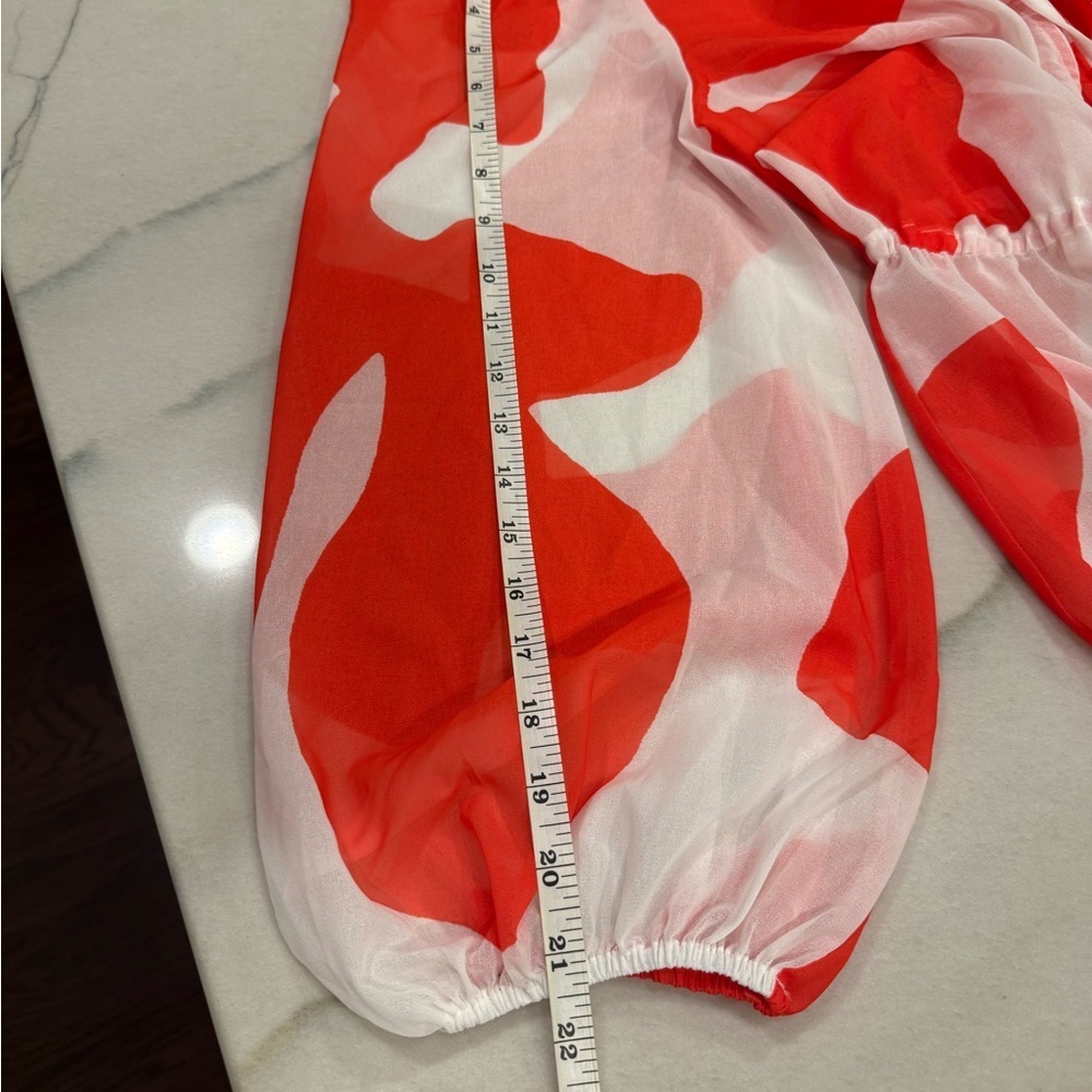 Milly Cabana Cover Up Dress Size M/L Red White Long Sleeve Sheer NWT - Picture 10 of 14